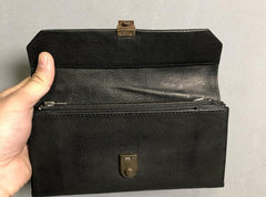 Handmade Genuine Leather Mens Cool Long Leather Wallet Phone Wallet Clutch Wallet for Men - imessengerbags