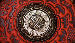 Handmade Leather Small Tibetan Tooled Mens billfold Wallet Cool Chain Wallet Biker Wallet for Men