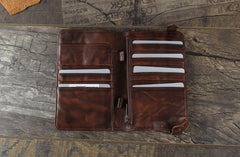 Handmade Leather Mens Cool Long Leather Wallet Bifold Clutch Wallet for Men - imessengerbags