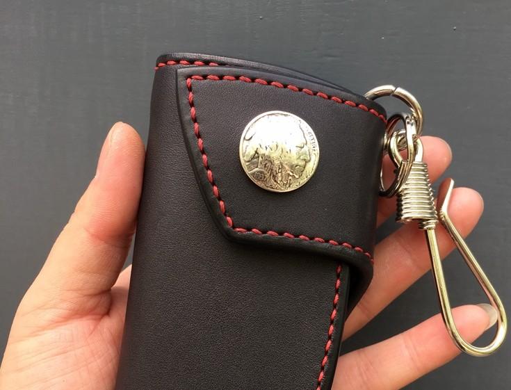 Handmade Leather Mens Cool Key Wallet Car Key Holder KeyChain Wallet for Men - imessengerbags