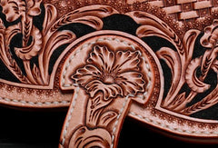 Handmade Leather Tooled Floral Mens Clutch Wallet Cool Wallet Long Wallets for Men Women - imessengerbags