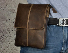 Mens Leather Small COURIER BAG Side Bag Waist Pouch Holster Belt Case Belt Pouch for Men - imessengerbags