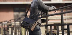 Handmade Leather Mens Cool Shoulder Bag Messenger Bag Chest Bag Bike Bag Cycling Bag for men - imessengerbags