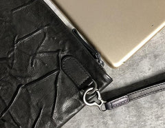 Genuine Leather Mens Clutch Cool Slim Wallet Zipper Clutch Wristlet Wallet for Men - imessengerbags