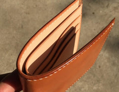 Handmade Leather Mens Cool billfold Leather Wallet Men Small Wallets Bifold for Men - imessengerbags
