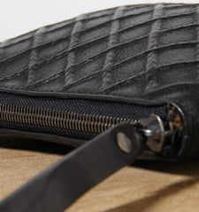 Genuine Leather Mens Clutch Cool Slim Wallet Zipper Clutch Wristlet Wallet for Men