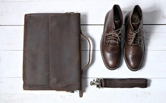 Vintage Coffee Leather Mens Briefcases Work Bag Laptop Bag Business Bag for Men - imessengerbags
