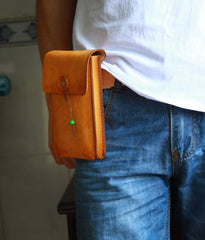 Handmade Cool Mens Leather Cell Phone Holsters Belt Pouch Waist Bag for Men