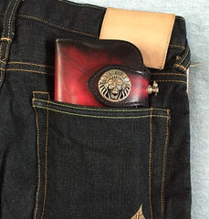 Handmade Leather Biker Wallet Mens Cool Chain Wallet Trucker Wallet with Chain - imessengerbags