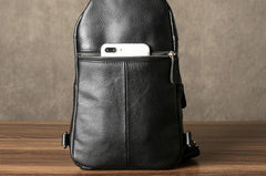 Genuine Leather Mens Cool Chest Bag Sling Bag Crossbody Bag Travel Bag Hiking Bag for men - imessengerbags