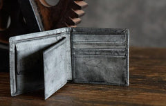 Genuine Leather Mens Cool billfold Leather Wallet Men Small Wallets Bifold for Men - imessengerbags