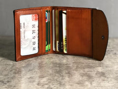 Handmade Genuine Leather Mens Cool Slim Leather Wallet Men Small Wallets Bifold for Men - imessengerbags