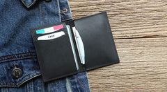 Leather Mens Front Pocket Wallet Small Card Wallet Change Wallets for Men - imessengerbags
