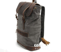 Cool Canvas Leather Mens School Backpack Laptop Backpack Canvas Travel Backpack Canvas for Men - imessengerbags