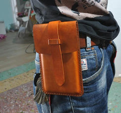 Handmade Leather Belt Pouch Mens Waist Bag Phone holsters for Men - imessengerbags