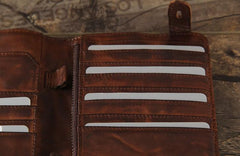 Handmade Leather Mens Cool Long Leather Wallet Bifold Clutch Wallet for Men - imessengerbags