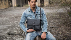 Cool Leather Mens Small Messenger Bags Shoulder Bags for Men