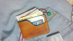 Brown Leather Mens Slim Front Pocket Wallets Leather Cards Wallet for Men - imessengerbags