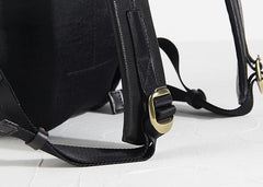 Genuine Leather Mens Cool Backpack Sling Bag Large Black Travel Bag Hiking Bag for men