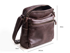 Genuine Leather Mens Cool Messenger Bag Square Bag Chest Bag Bike Bag Cycling Bag for men - imessengerbags
