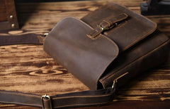 Handmade Leather Mens Cool Shoulder Bag Messenger Bag Chest Bag Bike Bag Cycling Bag for men - imessengerbags