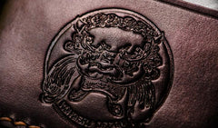 Handmade Leather Tooled Eagle Mens billfold Wallet Cool Leather Wallet Slim Wallet for Men - imessengerbags