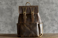 Handmade Leather Mens Cool Backpack Sling Bag Large Travel Bag Hiking Bag for men