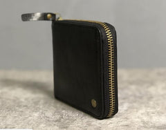 Genuine Leather Mens Cool Slim Zipper Leather Wallet Men Small Wallets Bifold for Men - imessengerbags