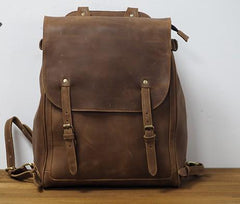 Vintage Mens Leather 15inch Laptop Backpack Leather School Backpack Travel Backpack for Men - imessengerbags