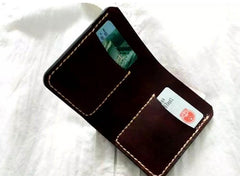 Vintage Leather Coffee Mens Small Wallet Leather Bifold Wallets for Men - imessengerbags