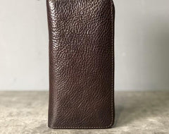 Genuine Leather Mens Cool Long Leather Phone Wallet Zipper Clutch Wallet for Men - imessengerbags