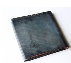 Handmade Vintage Leather Mens Small Bifold Wallet Cool billfold Wallet for Men - imessengerbags
