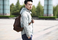 Genuine Leather Mens Cool Chest Bag Sling Bag Crossbody Bag Travel Bag Hiking Bag for men