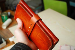 Handmade Leather Mens Long Wallet Vintage Cool Long Wallet for Men