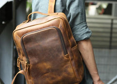 Vintage Leather Mens Backpacks Travel Backpack Laptop Backpack for men - imessengerbags