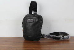 Genuine Leather Mens Cool Chest Bag Sling Bag Crossbody Bag Travel Bag Hiking Bag for men
