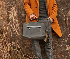 Mens Black Leather Large Briefcase Handbag Work Bag Business Bag for Men