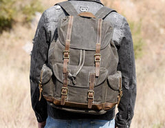 Oil Wax Canvas Mens Cool Backpack Bag Sling Bag Large Travel Bag Hiking Bag for Men