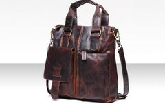 Vintage Coffee Leather Mens Briefcase Laptop Bag Business Bags Work Bag for Men - imessengerbags