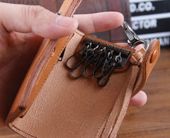 Genuine Leather Mens Cool Key Wallet Car Key Change Coin Card Holder Car Key Case for Men - imessengerbags