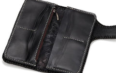 Handmade Leather Buddha&Demon Mens Chain Biker Wallet Cool Leather Wallet With Chain Wallets for Men