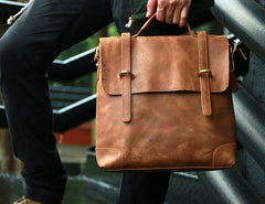 Vintage Mens Leather Briefcase Handbag Shoulder Bag Backpack for men