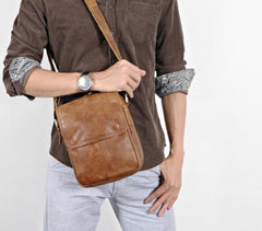 Cool Vintage Leather Small Mens Messenger Bags Shoulder Bags for Men