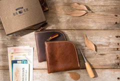 Cool Leather Mens Front Pocket Wallet Vintage Small Wallets for Men - imessengerbags