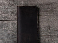Vintage Leather Long Wallets for men Bifold Men Long Wallet