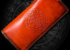 Handmade Leather Mens Tibetan Chain Biker Wallet Cool Leather Wallet Long Clutch Wallets for Men - imessengerbags