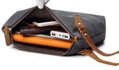 Cool Canvas Leather Mens Wristlet Bag Vintage Clutch Zipper Bag for Men