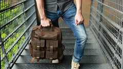 Vintage Coffee Mens Leather Backpacks Travel Backpacks Laptop Backpack for men