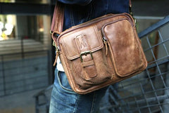 Cool Leather Mens Small Messengers Bag Shoulder Bags for Men