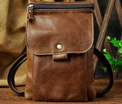 Leather Mens Small Side Bag COURIER BAG Waist Bag Holster Belt Case Belt Pouch for Men